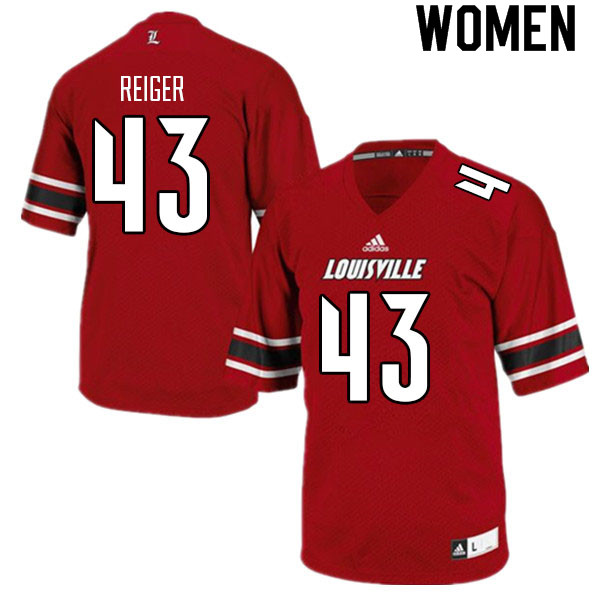 Women #43 Jack Reiger Louisville Cardinals College Football Jerseys Sale-Red - Click Image to Close